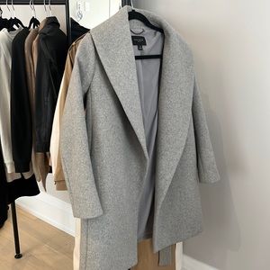 Ann Taylor Grey Wool Coat with detachable belt, XSP.